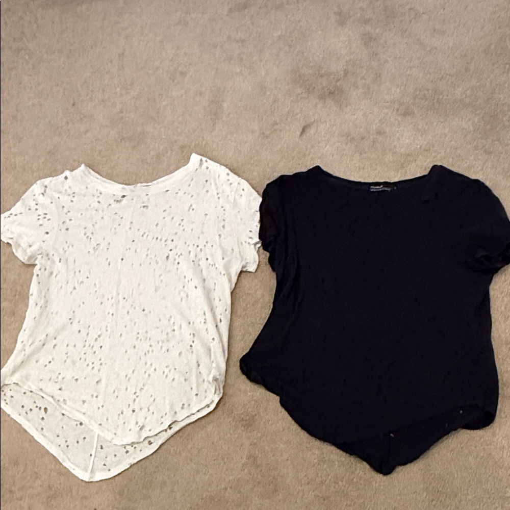Women's Black and White Distressed Tops Benjamin Jay for BOTH